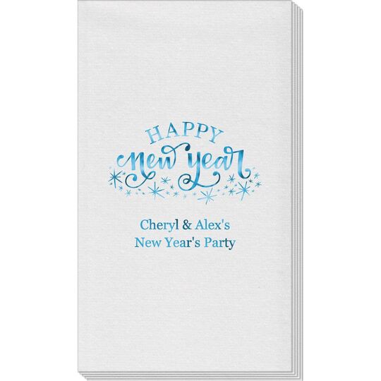 Sparkle Happy New Year Linen Like Guest Towels